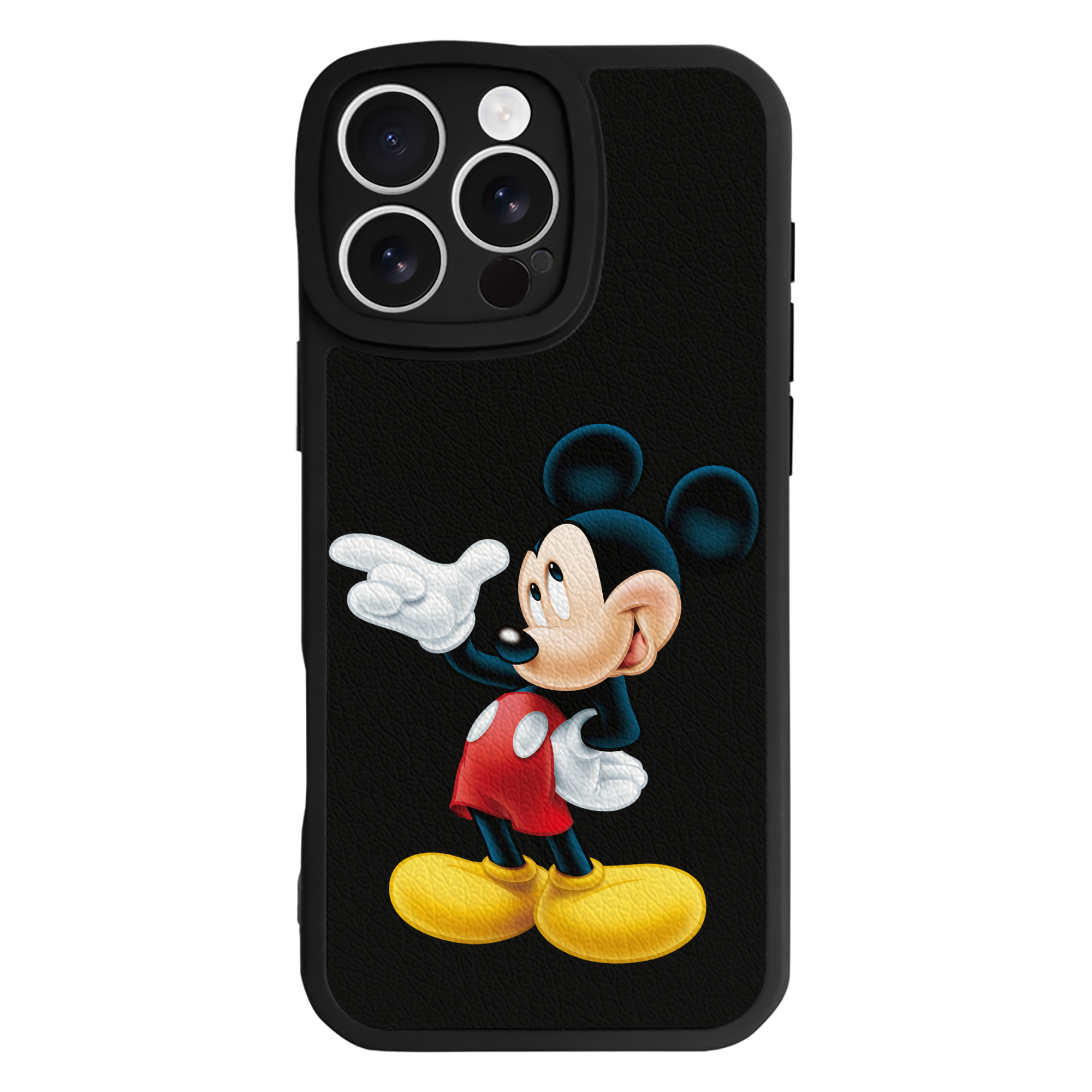 （画像用） ミッキーマウス Mickey Mouse 【iPhone 16シリーズ対応】シリコンスマホケース（レザー調） 材質：シリコン